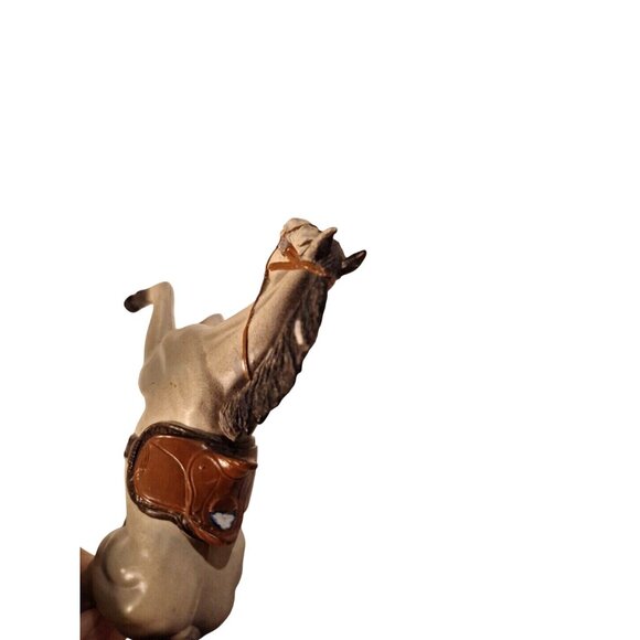 New Ray Horse Rearing Gray White Molded Brown Saddle Bridle 5x3" - Picture 5 of 16